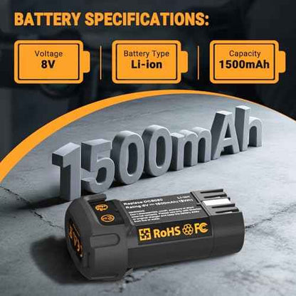 Shentec 1500mAh 8V Replacement Battery Compatible with DEWALT DCB080 Dewalt DCF680N1 DW4390 DCF680G2 DCF680N2, Li-ion Battery (Battery Charger Included)
