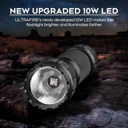 ULTRAFIRE Blue Light Flashlight, 450-460nm Single Mode Blue Led Flashlight, 10W High Power Small Portable Blue Light for Night Fishing and Outdoor Activities-Black House WF-501BL PRO