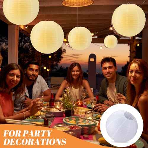 5 Pcs 20 Inch White Paper Lanterns Large Chinese Moon Paper Round Lamp Japanese Hanging Lantern for Wedding Bridal Shower Decoration Anniversary Birthday Party Supplies
