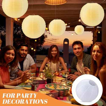 5 Pcs 20 Inch White Paper Lanterns Large Chinese Moon Paper Round Lamp Japanese Hanging Lantern for Wedding Bridal Shower Decoration Anniversary Birthday Party Supplies