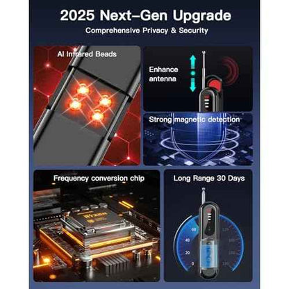 2025 6-in-1 Hidden Camera Detectors, Advanced Camera Detector, GPS Tracker Detector, 6 Mode Hidden Bug and Camera Detector for Travel, Car, Bathroom,Office, Hotel