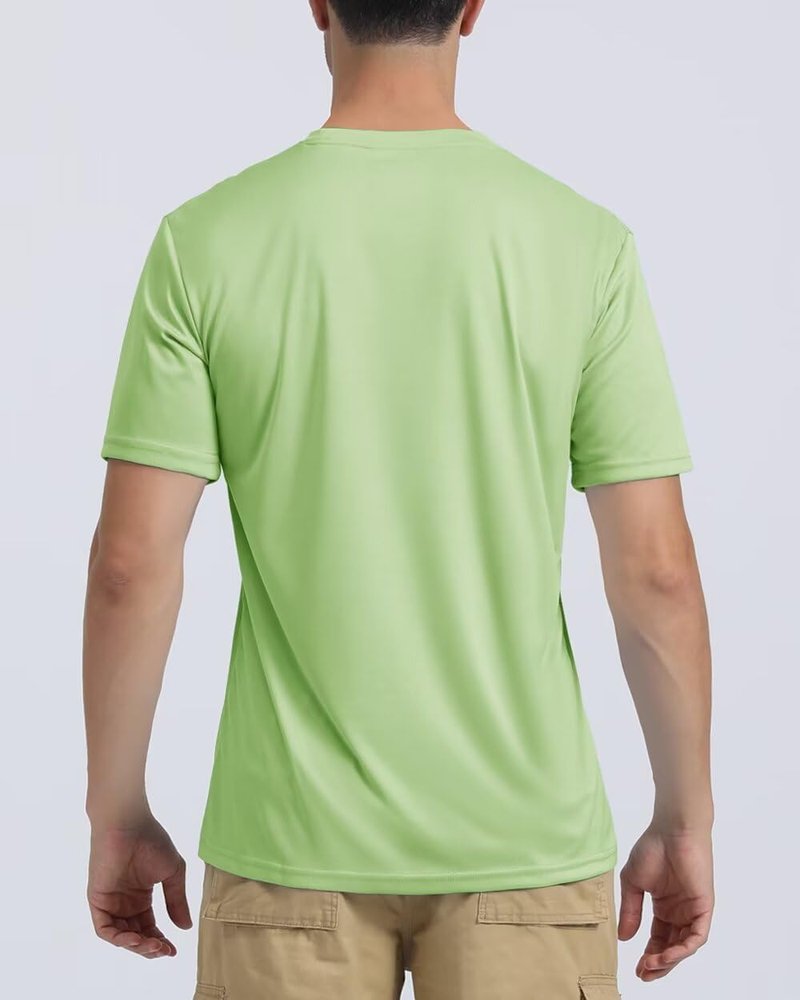Boladeci Mens Swim Shirt Short Sleeve Rash Guard SPF 50 Shirts Breathable Water UV Protection Summer Work Athletic Hiking Workout Large Light Green Tshirt Top