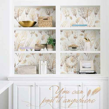 White Peel and Stick Wallpaper 17.7"x80" Feather Wallpaper Removable Modern Vinyl Wall Paper Waterproof Contact Paper for Bedroom Living Room