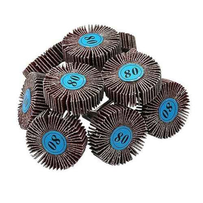 20 Pcs Dremel Flap Wheel Sandpaper - 80 Grit, 1/8" Shank for Drill, Grinder, Rotary Tool