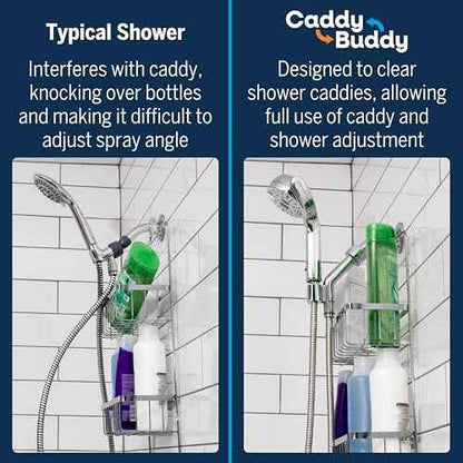 Waterpik Caddy Buddy Pivoting Hand Held Shower Head With 5-Foot Hose, 5-Mode with High Pressure Sprays, Matte Black, PHO-555E