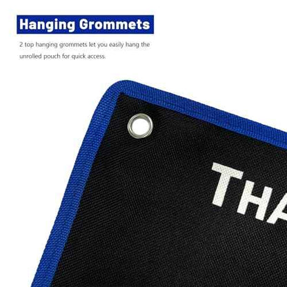 2-Pieces Roll Up Wrench Pouch SAE and Metric, Heavy Duty Canvas Tool Wrench Organizer Bag 10+12 Pockets (Only Pouch)