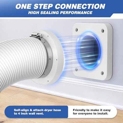 Magnetic Dryer Vent Connector, Airtight Seal Dryer Vent Coupling Kit with 4" 3.3ft Duct, Easy to Clean
