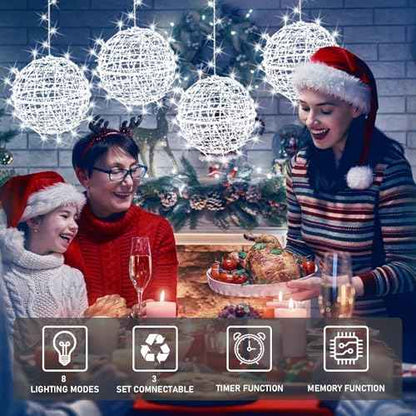 Outdoor Christmas Balls Lights Tree Lights Waterproof, 4 Pack 11.81" LED Hanging Globe Sphere Lights with 8 Lighting Modes Memory Timer Plug for Party Wedding Xmas Porch Patio Garden Yard Decorations