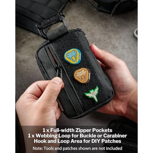 VIPERADE VE26 EDC Pouch Organizer with 11 Compartments, Small Tool Pouch with DIY Patches Area, EDC Pocket Organizer for Mutitools