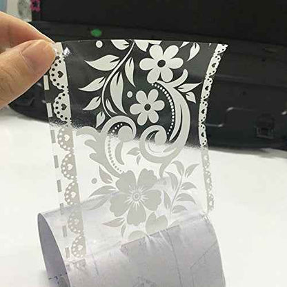 White Lace Transparent Removable Wallpaper Border Shop Display Window Sticker Bathroom Mirror Decor Rustic Floral