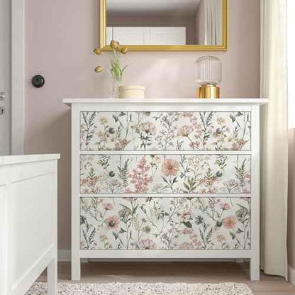 Orainege Pink Floral Peel and Stick Wallpaper Removable Self Adhesive Wallpaper 16.9inx118.1in Modern Wall Paper for Bedroom Bathroom Green Leaf Contact Paper for Cabinets
