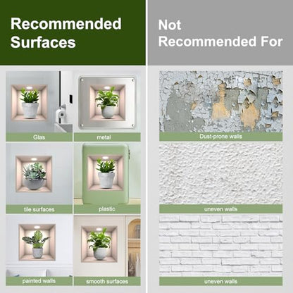 5 Pack 3D Green Plant Wall Decals Peel and Stick, Waterproof Wall Stickers Decor, Durable Vinyl Wall Murals for Bedroom, Living Room, Bathroom, Kitchen, Office