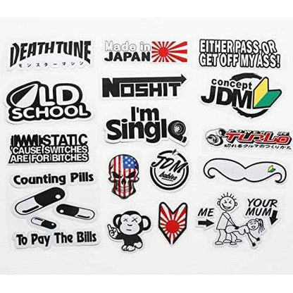 JDM Race Car Decals - Japanese JDM Reflex Hard Hat Stickers - Funny Adult Stickers