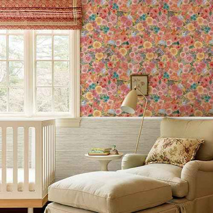 Simon&Siff Floral Peel and Stick Wallpaper 17.3"x80" Pink Watercolor Flowers Wall Murals Removable Wall Paper for Bedroom Bathroom Cabinet Renter Friendly