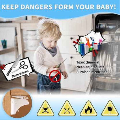 20 Pack Magnetic Cabinet Locks Baby Proofing - Baitiny Child Proof Cupboard Drawers Latches - Adhesive Easy Installation