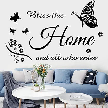 Bless This Home Wall Decals: Inspirational Quotes Family Wall Stickers for Living Room, Entryway, Bedroom Decorations
