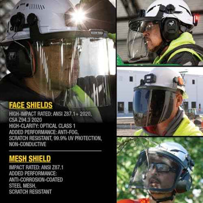 Klein Tools Face Shield for Safety Helmet and Cap-Style Hard Hats, Impact Rated, Anti-Fog, Low-Profile Design for Grinding