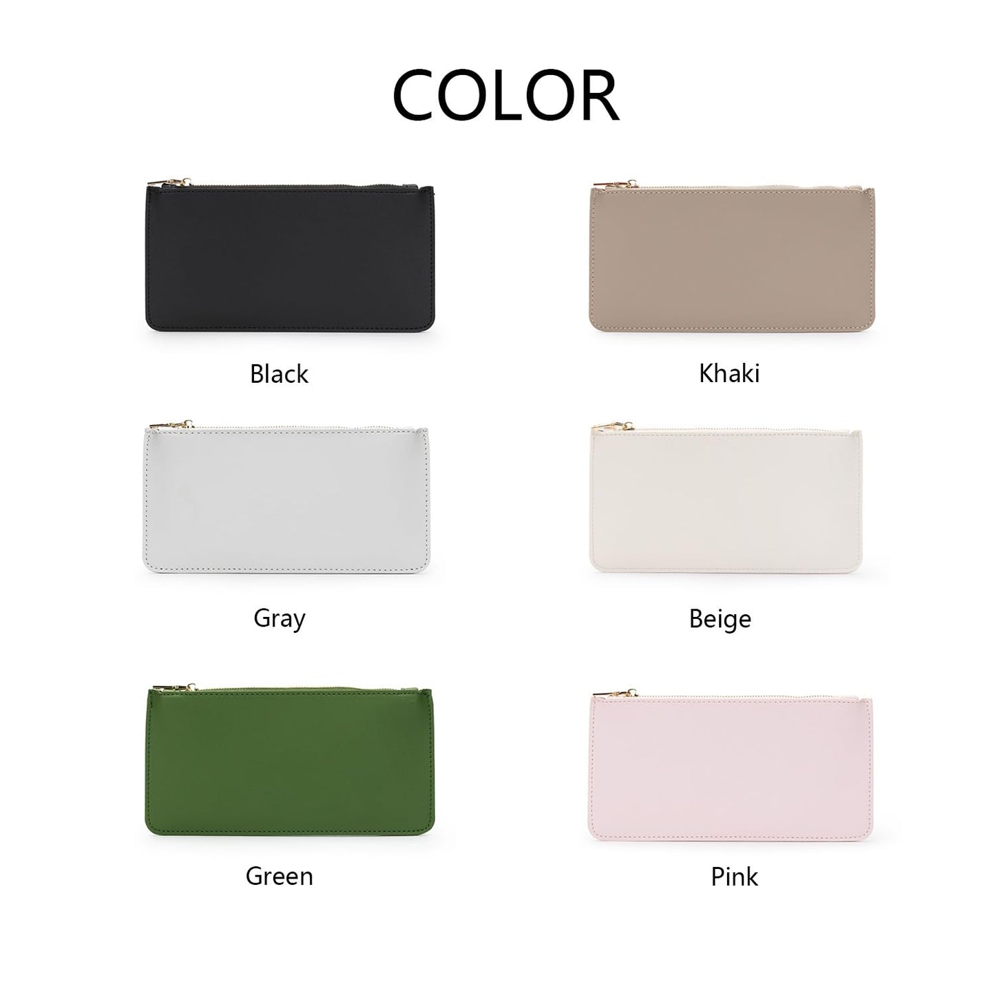 YONBEN Pencil Pen Case Stationery Case Pouch Bag (Khaki,Faux leather)