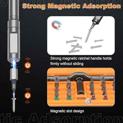 42 In 1 Magnetic Screwdriver Set, Ratcheting Screwdriver Set with Detachable Handle, Multi Magnetic Bits, Portable Repair Tools for DIY, Electronics, Car, Bicycle, Computer(Orange)
