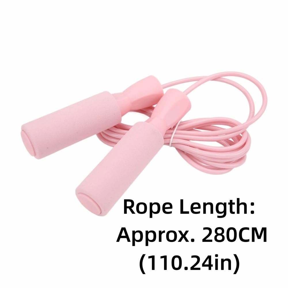 MOPFOL Steel Wire Jump Rope with Double Bearings – Adjustable Length Skipping Rope for Cardio Workout, Memory Foam Handle for Adults and Teens(Pink)