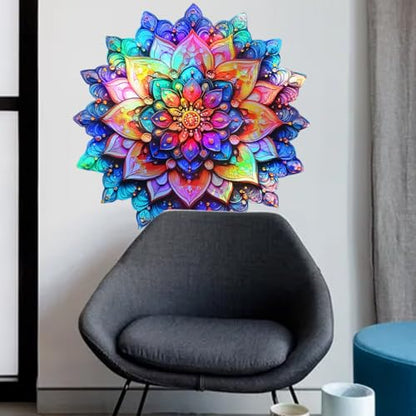 Runtoo Mandala Wall Decal Metallic Effect Peel and Stick 3D Lotus Floral Wall Stickers for Living Room Bedroom Yoga Headboard Decor