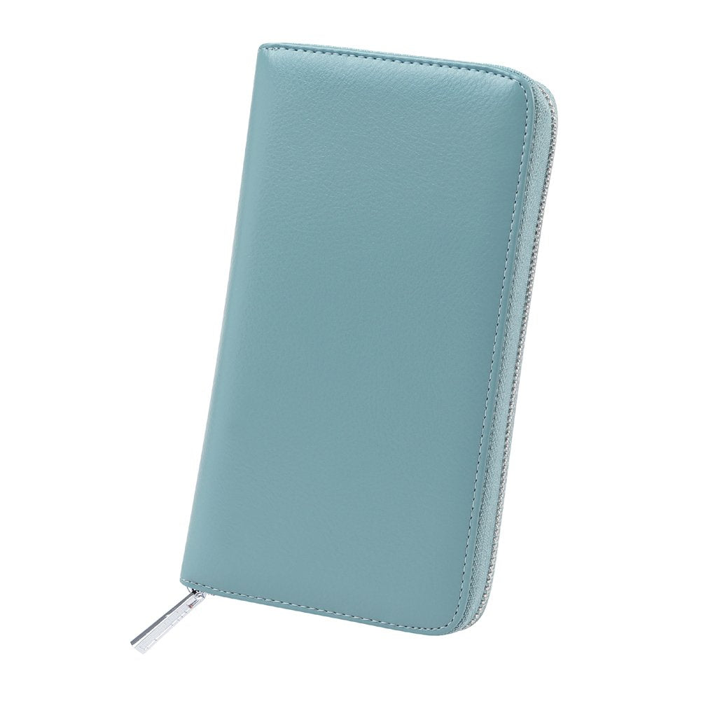 Cynure Women 36 Slots RFID Blocking Card Holder Large Long Leather Zipper Organizer Accordion Wallet,Sky Blue