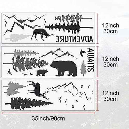Tenare Dreamy Forest Wall Decals with Pine Tree, Animal Deer, Mountain & Inspirational Quote - DIY Wall Stickers for Kids' Room, Living Room, Bedroom (Simple Style)