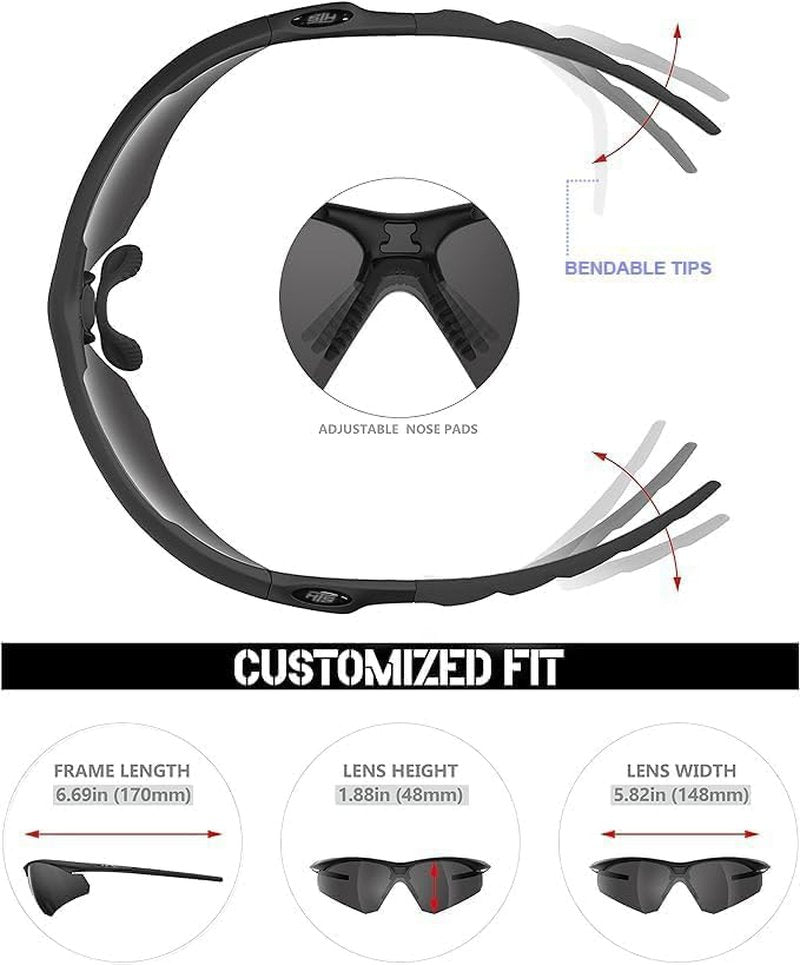 HTS Huntersky Tactical Shooting Safety Glasses - Anti-Fog ANSI Z87.1 Ballistic Eye Protection for Hunting & Airsoft