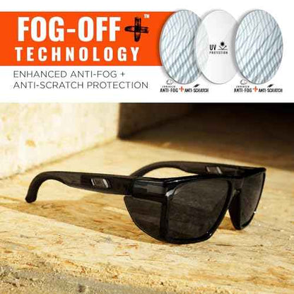 Ergodyne Skullerz SIXTEN Safety Glasses with Side Shields, Anti Fog, Anti Scratch Polarized Lenses, ANSI z87.1 with Protective Zippered Hard Shell Eyewear Case
