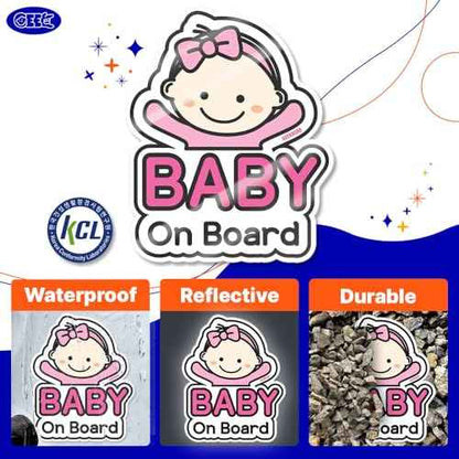 GEEKBEAR Baby on Board Car Sticker - Character Design, Reflective, Weather-Resistant (04. Cute Alien Girl)