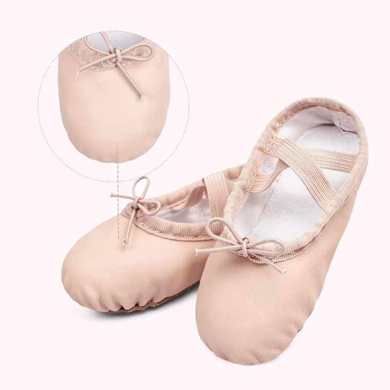 Stelle Ballet Shoes for Girls Toddler Ballet Slippers Soft Leather Boys Dance Shoes for Toddler/Little Kid/Big Kid(Ballet Pink (with Lace), 7MT)