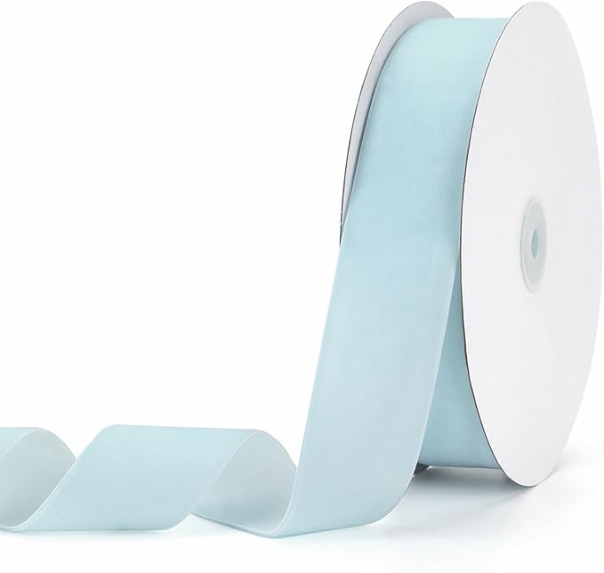 Light Blue Velvet Ribbon 1-1/2" x 20Yd,Great for Gift Wrapping,Hair Bows Making, Wreaths,Wedding and Christmas Party Decoration(Light Blue 1-1/2")