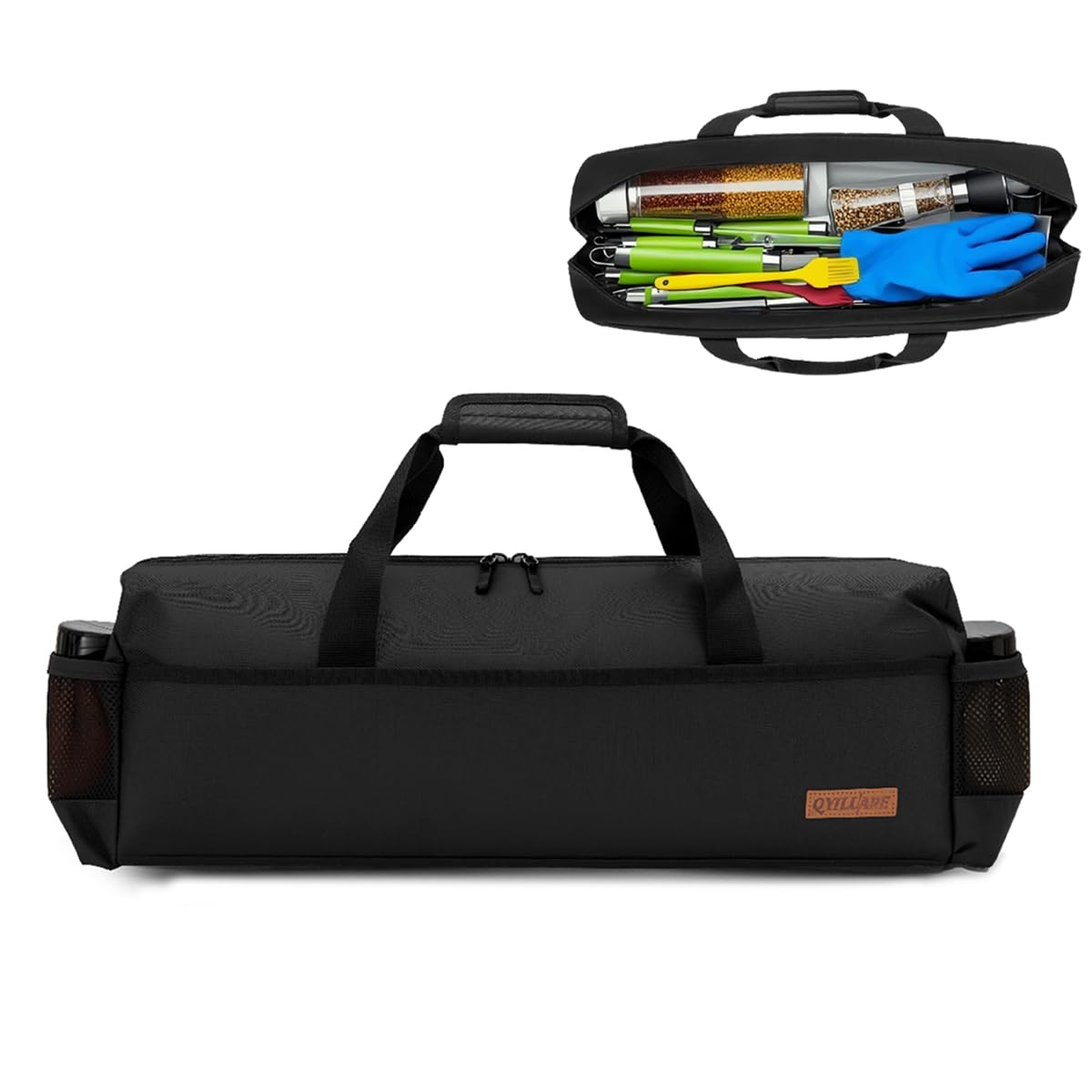 QYILUARE 22" Grill Tool Storage Bag,Heavy Duty 1680D Waterproof BBQ Tools Bag,Large Grill Utensil Storage Caddy with Pockets, BBQ Accessories Bag Compatible with Blackstone