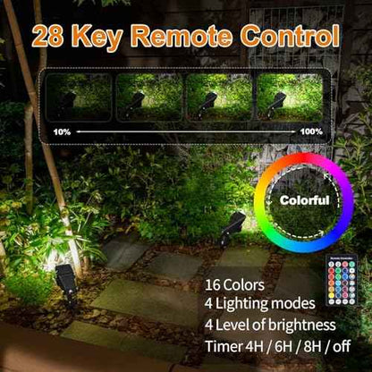 24W Halloween SpotLights with Timer, IP65 Waterproof Metal Landscape Lights RGB Spot Lights Outdoor Color Changing Spotlight for Yard Garden, 6 Lights
