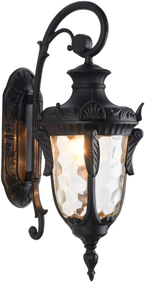 LONEDRUID Outdoor Wall Light Fixtures Black 20.47" H Exterior Wall Lantern Waterproof Sconce Porch Lights Wall Mount with Hammered Glass Shade for House