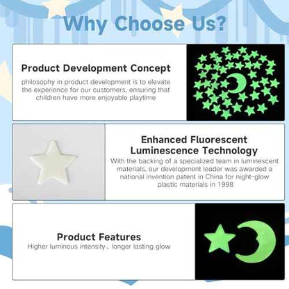 Glow in The Dark Stars for Ceiling,45Stars & 1Moon,Glow in The Dark Stars,Luminous Star and Moon Wall Stickers,Star Stickers for Bedroom Decor, Birthday Gifts£¨Green£©