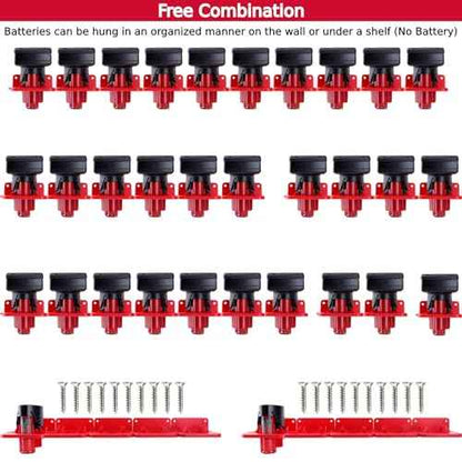 10 Packs Battery Holder Compatible with Mil-Waukee 12v Battery, Wall Mount Holder with 20 Screws for 12v Battery 1.5Ah 2.0Ah 2.5Ah 3.5Ah 4.0Ah 5.0Ah 6.0Ah 6.5Ah