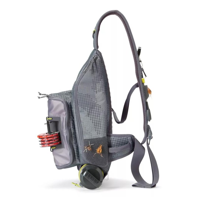 Orvis Fly Fishing Sling Pack - 100% Recycled CORDURA with 11L Storage, Tippet Whippet, Water Bottle Pocket & Left-Shoulder Design, Steel Camo - OS