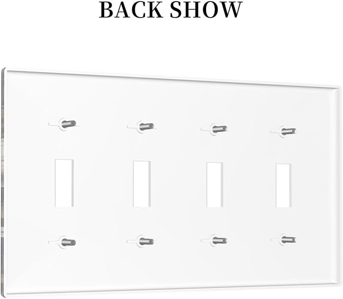 White Gold Blue Flower Light Switch Covers Quad Toggle 4 Gang Wall Plate Decorative Switchplate Electrical Faceplate for Farmhouse Bathroom Living Decor