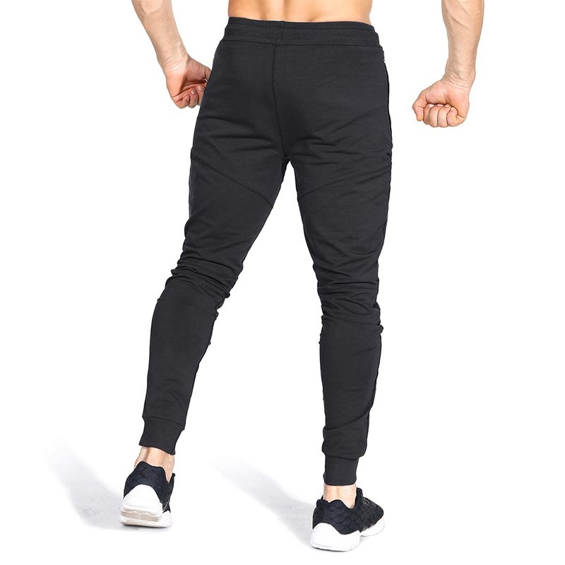 ZENWILL Mens Tapered Workout Running Pants,Gym Jogger Training Sweatpants Slim Fit with Zip Pockets (X-Large, Black)