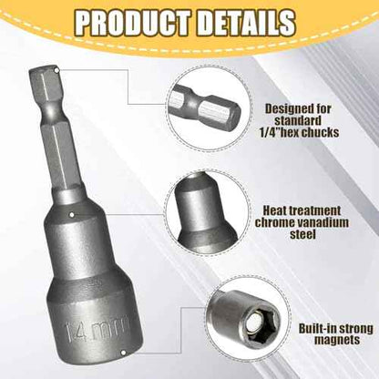 12Pcs 1/4 & 5/16 Inch Magnetic Nuts Driver Impact Driver Drill Bits - 1/4 Inch Shank, Power Nut Drill Bit Socket Nut Driver Bits for Electric