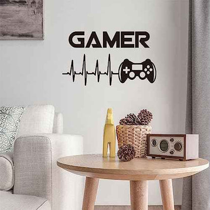 Game Room Decor Stickers Gaming Poster, hanlongyu Vinyl Gaming Decals Video Gamer Wall Decor, Easy to Peel and Stick Wallpaper Mural for Teen Bedroom Playroom Home Decorations (Gamer)