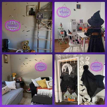 Welcome Foolish Mortals Neon Sign - Haunted Mansion LED Wall Decor for Halloween, Horror Parties & Themed Bars, USB-Powered with Adjustable Brightness, Spooky Flicker Effect