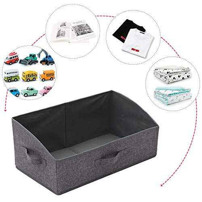 5 Pack Trapezoid Large Foldable Closet Storage Bins with Handle, Fabric Storage Organizer Cube Cloth Containers Linen Box Shelf Baskets for Clothes Clothing Shelves Wardrobe
