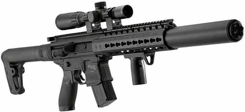 Sig Sauer MCX .177 Cal CO2 Black Air Rifle Bundle - Scope, 2 CO2 Tanks, 30rd Mag & 500 Pellets