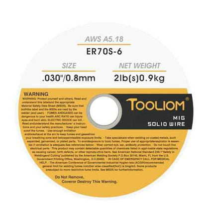 TOOLIOM ER70S-6 .030"(0.8 mm) Mild Steel MIG Solid Welding Wire on 2-Pound Spool Compatible with TL-200M TL-250M Pro