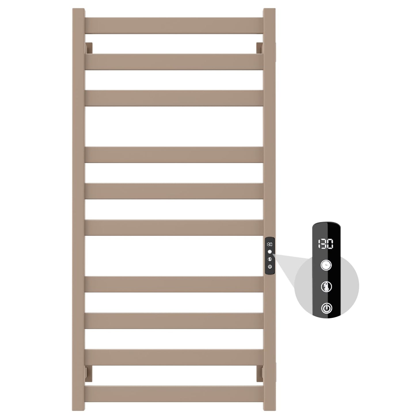 Towel Warmer,Stainless Steel Towel Warmer Rack for Bathroom -10 Bars Wall Mounted Towel Heater with Intelligent Touch Screen Timer, Hard Wired/Plug-in, Black