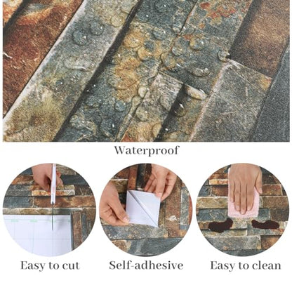 VaryPaper Retro Brick Wallpaper Peel and Stick Textured Stone Wallpaper Faux Brick Contact Paper for Walls Removable Self Adhesive Brick Vinyl Wall Paper for Bedroom Chimney Fireplace 15.7''x78.7''