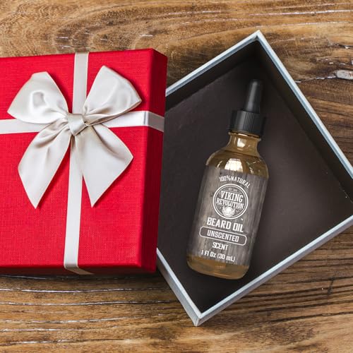 Viking Revolution Sandalwood Beard Oil for Men - Natural Mens Beard Oil with Argan Oil and Jojoba Oil - Beard Softener, Strengthens and Moisturizes - Beard Conditioner for Men (Sandalwood, 1 Pack)