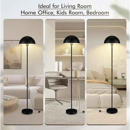 Floor Lamp, Industrial Black Floor Lamps for Living Room, 65.6in Standing Lamp, Retro Mushroom Dome Shade, Whole Metal, E26 Socket, Mid Century Modern Floor Lamp for Bedroom/Office,No Bulb